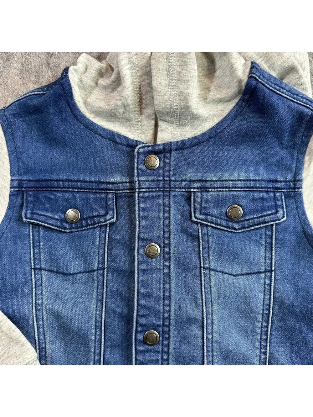 First Impressions Denim Vest Hoodie Trendy Casual Kids 4T